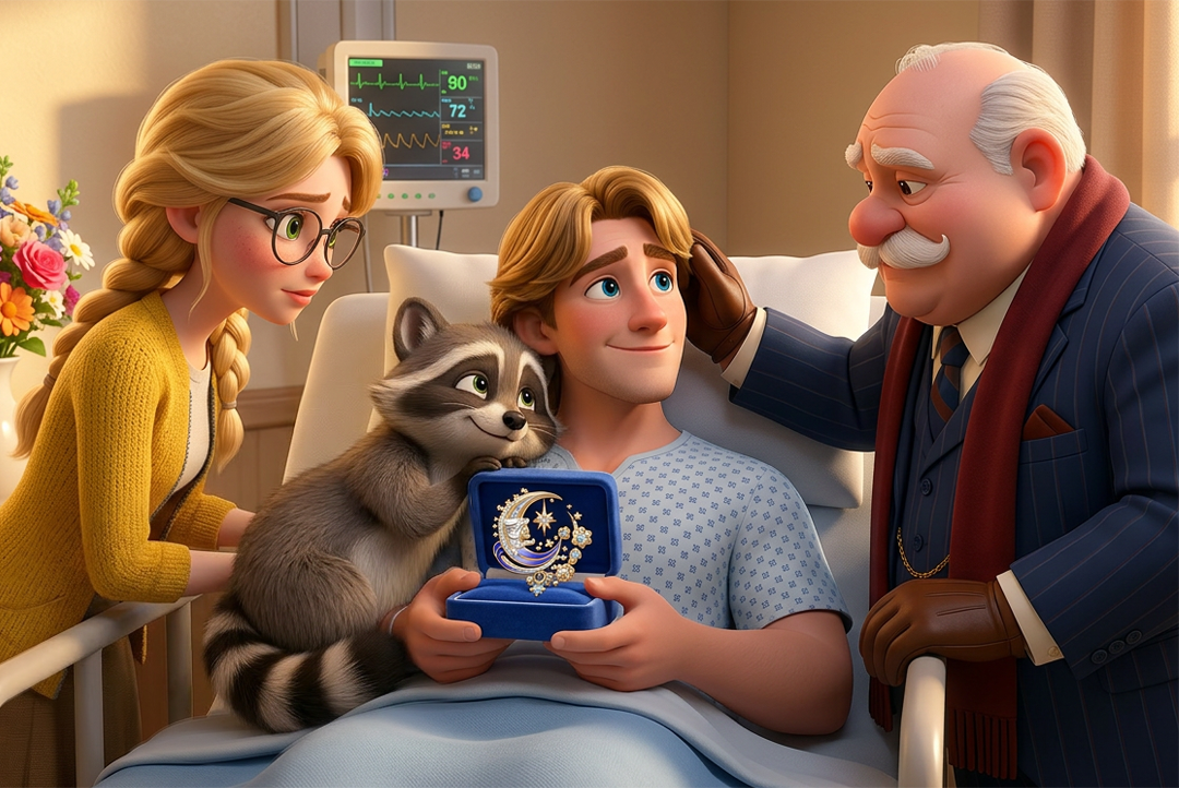Samantha, Nibble and Robert visit Brad in the hospital