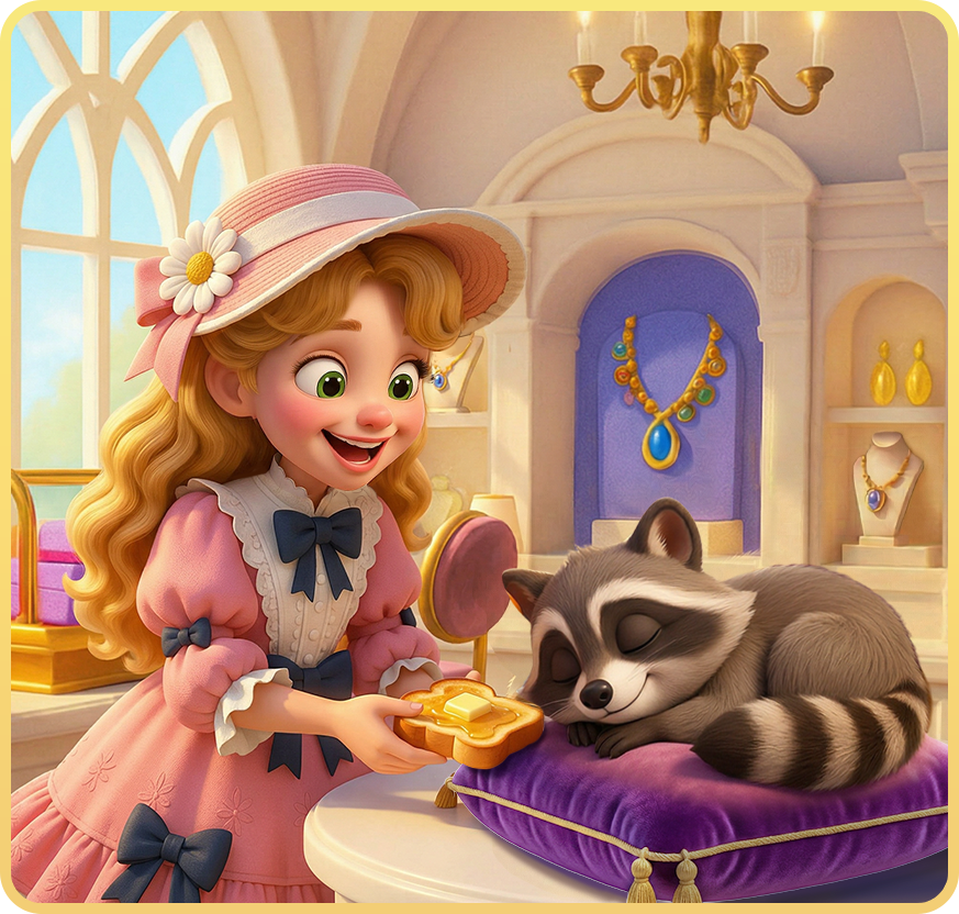 A young visitor offers honey-butter bread to a sleeping Nibble